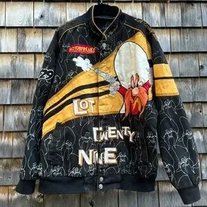 レア looney tunes レーシングジャケット　刺繍デザイン 00s LOT29] Looney Tunes レーシングジャケット XXXL - メルカリ